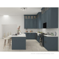 American Standard Blue Solid Wood Shaker Kitchen Cabinet